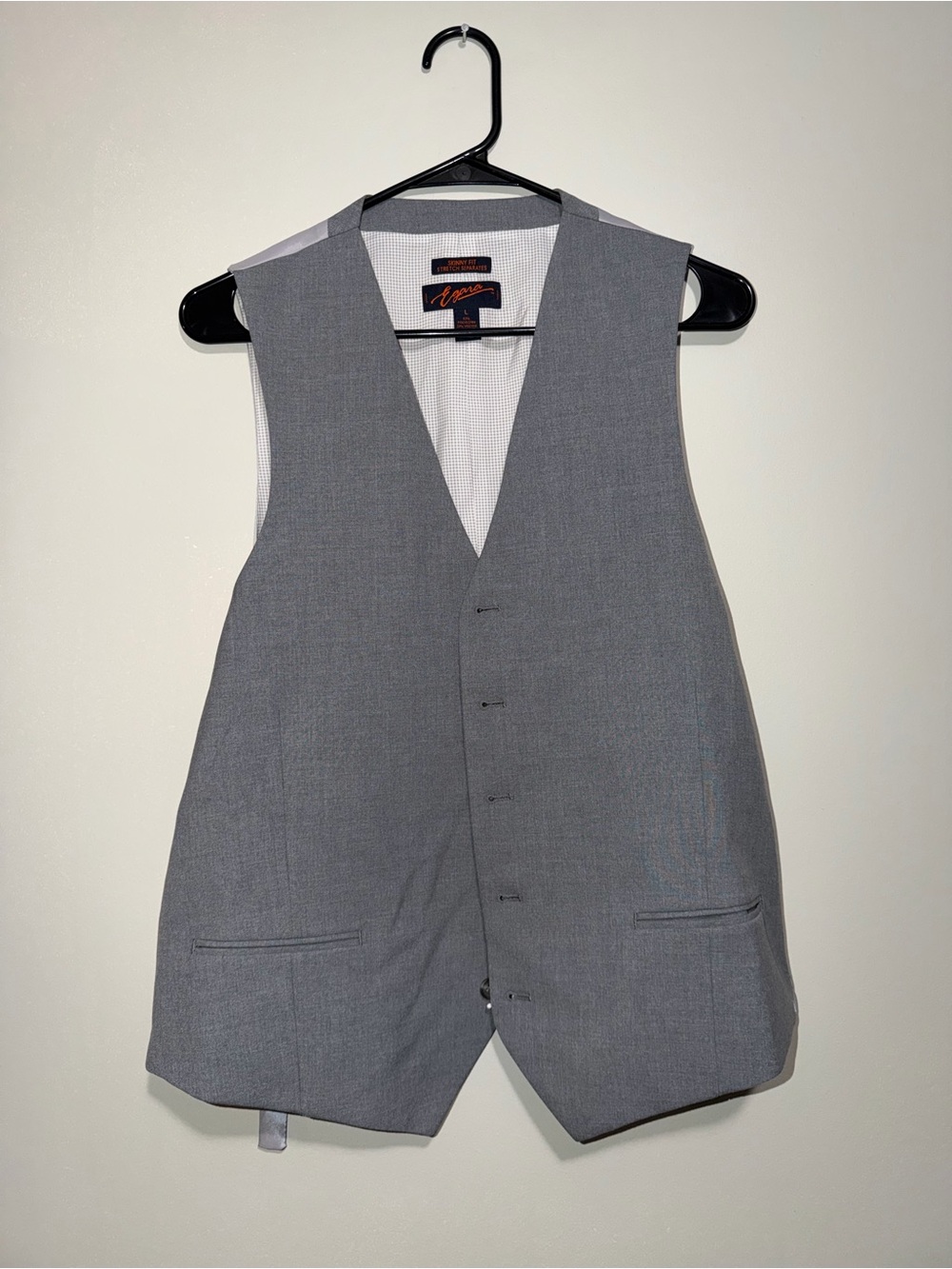 Egara Men’s Large Gray Slim Fit Dress Vest Formal Wedding Suit Vest
